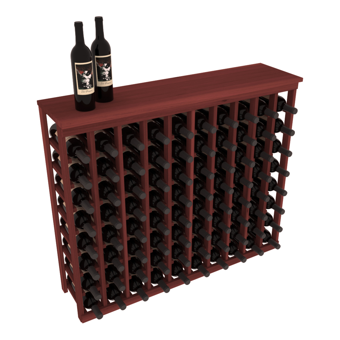 InstaCellar 10 Column Tasting Table with Top – Premium Redwood / Cherry stained