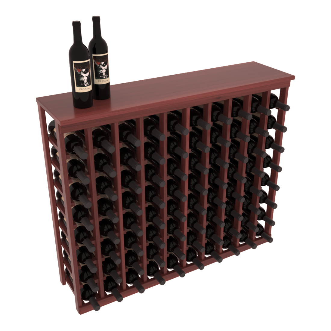 InstaCellar 10 Column Tasting Table with Top – Premium Redwood / Cherry stained