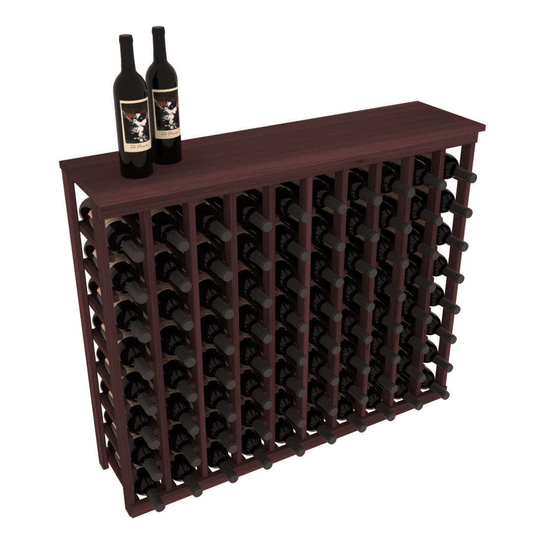InstaCellar 10 Column Tasting Table with Top – Premium Redwood / Walnut stained
