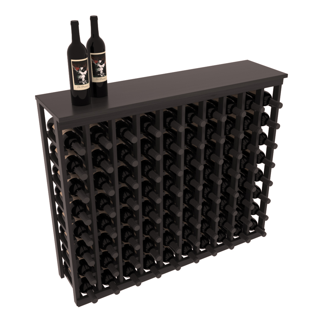InstaCellar 10 Column Tasting Table with Top – Premium Redwood / Black stained