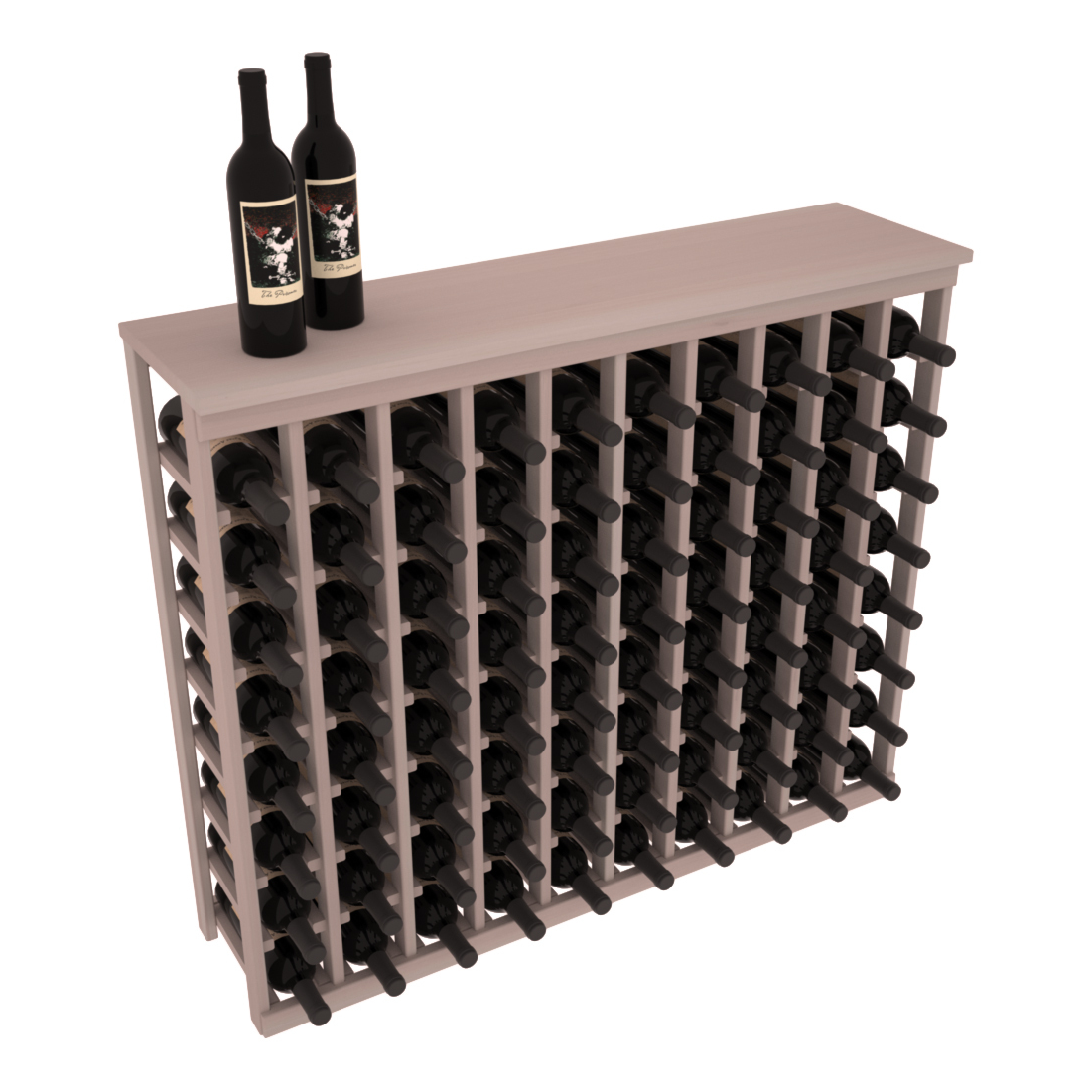 InstaCellar 10 Column Tasting Table with Top – Premium Redwood / Greywash stained