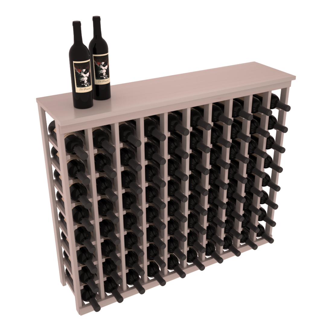 InstaCellar 10 Column Tasting Table with Top – Premium Redwood / Greywash stained