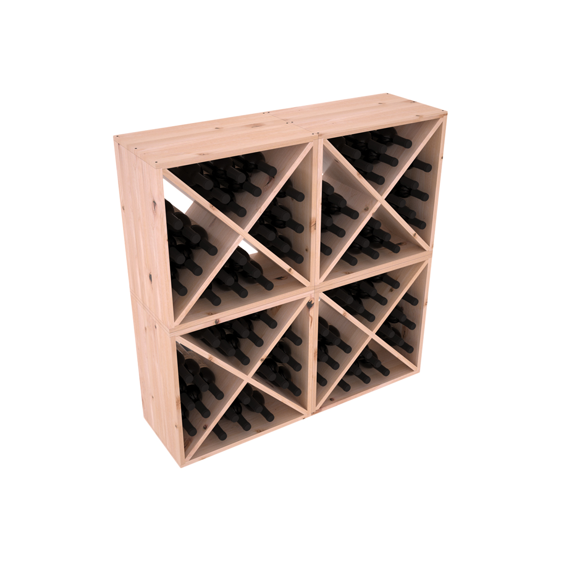 Living Series 96-Bottle Wine Cube – Alder / Unstained