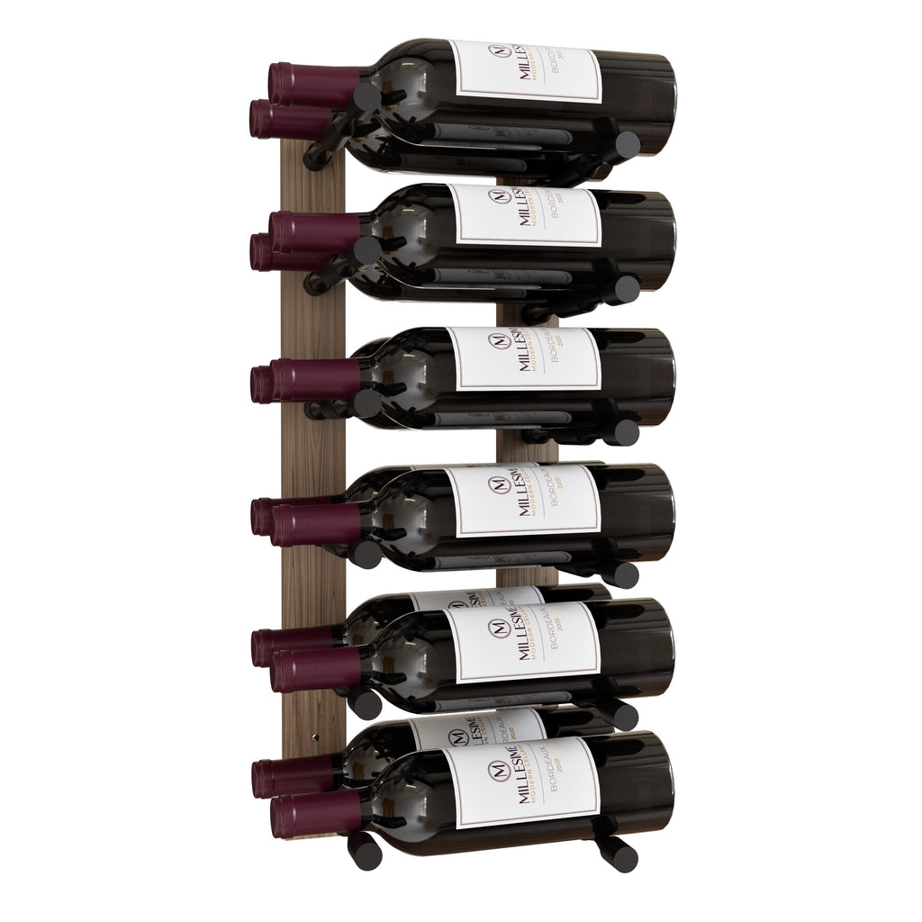 Millesime Wine Wall Collection 24" Vertical Wall-Mounted Rack, 2 Bottle Deep – Black Rods / White Oak