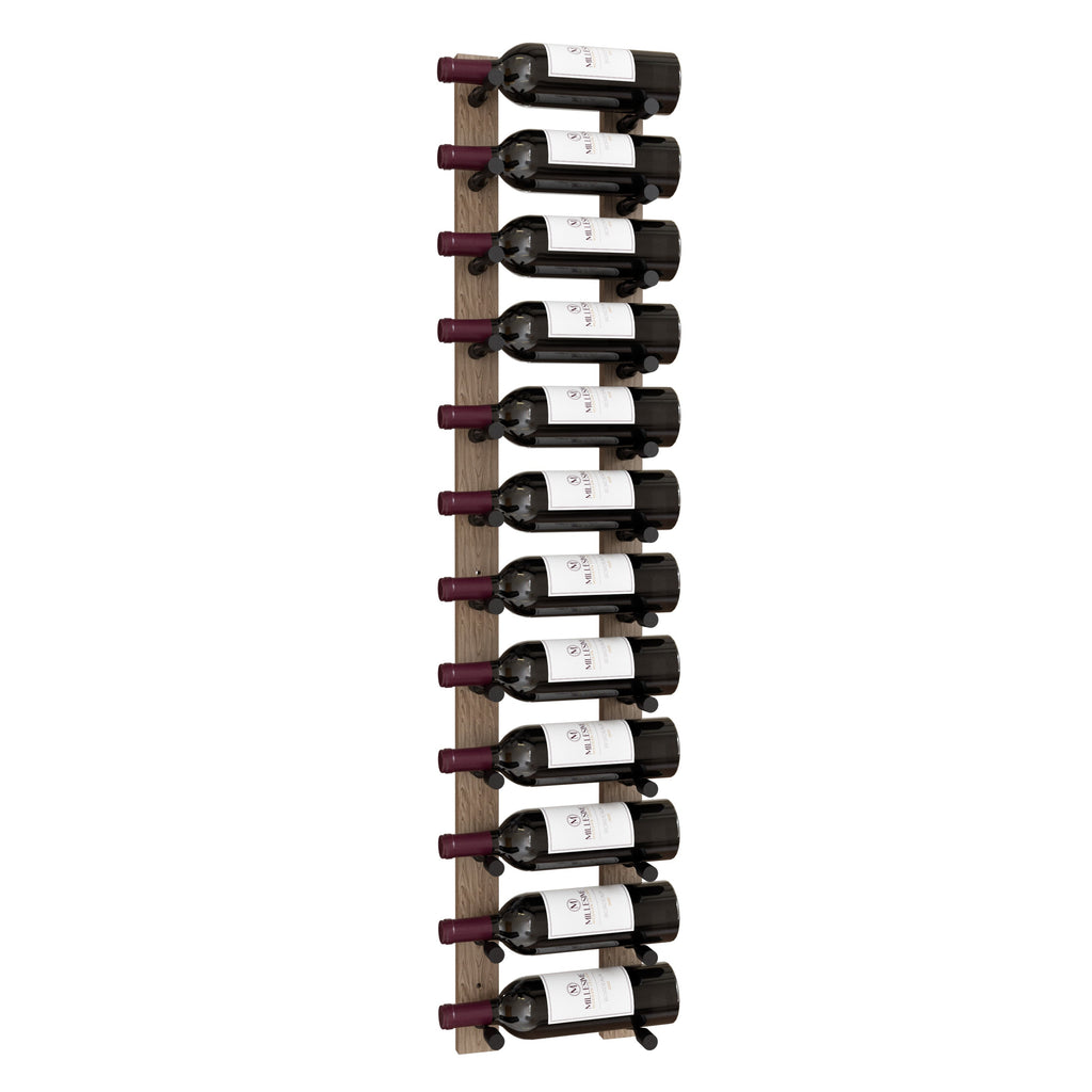 Millesime Wine Wall Collection 48" Vertical Wall-Mounted Rack, 1 Bottle Deep – Black Rods / White Oak