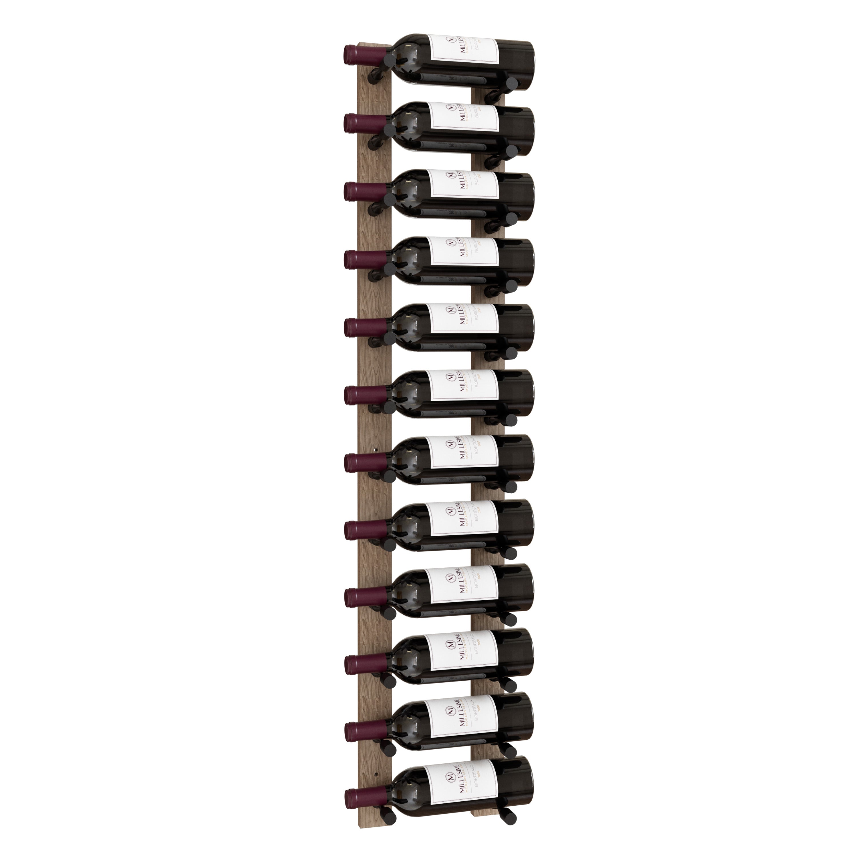 Millesime Wine Wall Collection 48" Vertical Wall-Mounted Rack, 1 Bottle Deep – Black Rods / White Oak