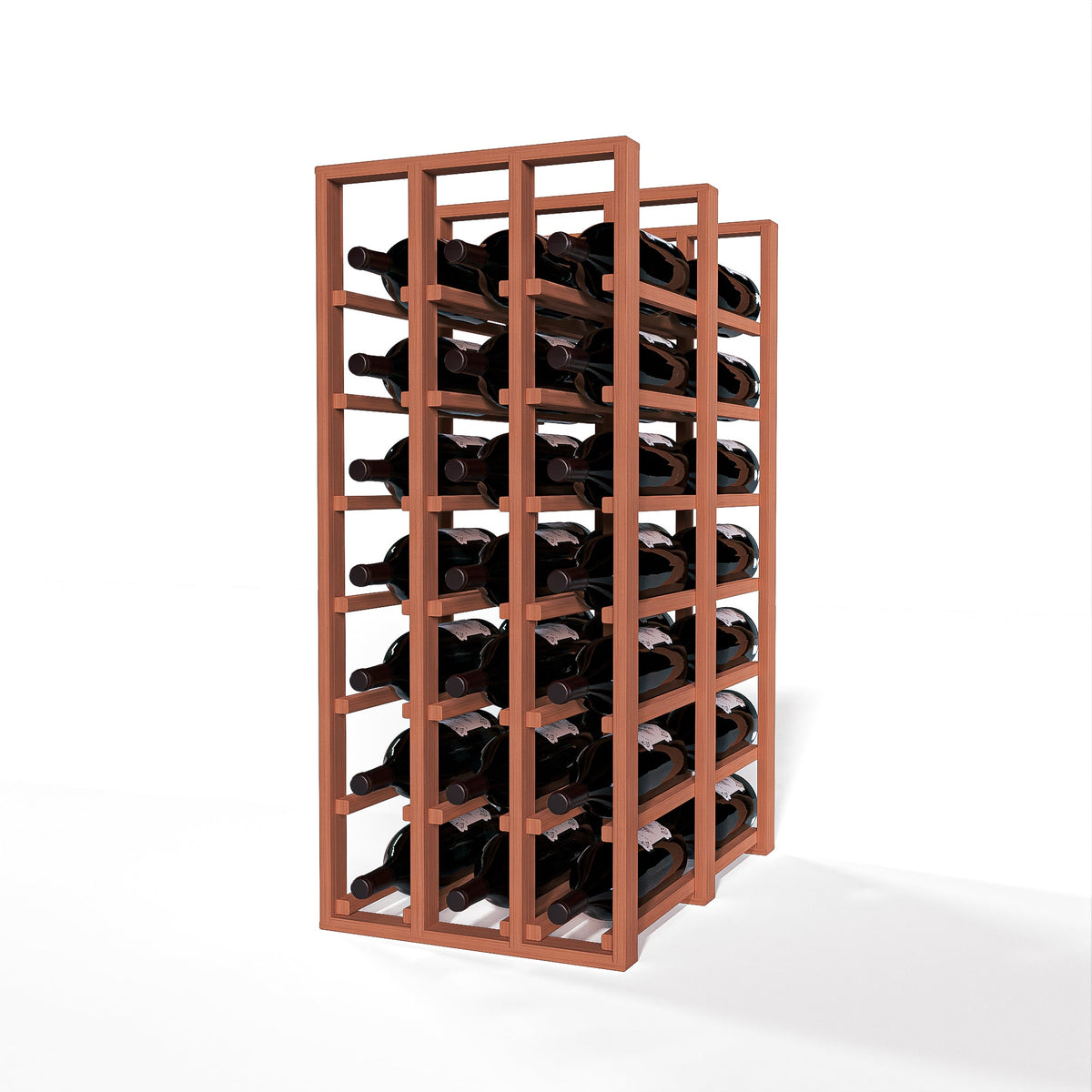 GrandCellar™ 3 Column Full-Depth Double Deep Magnum Wine Rack – 36" – Sapele Mahogany / Unstained