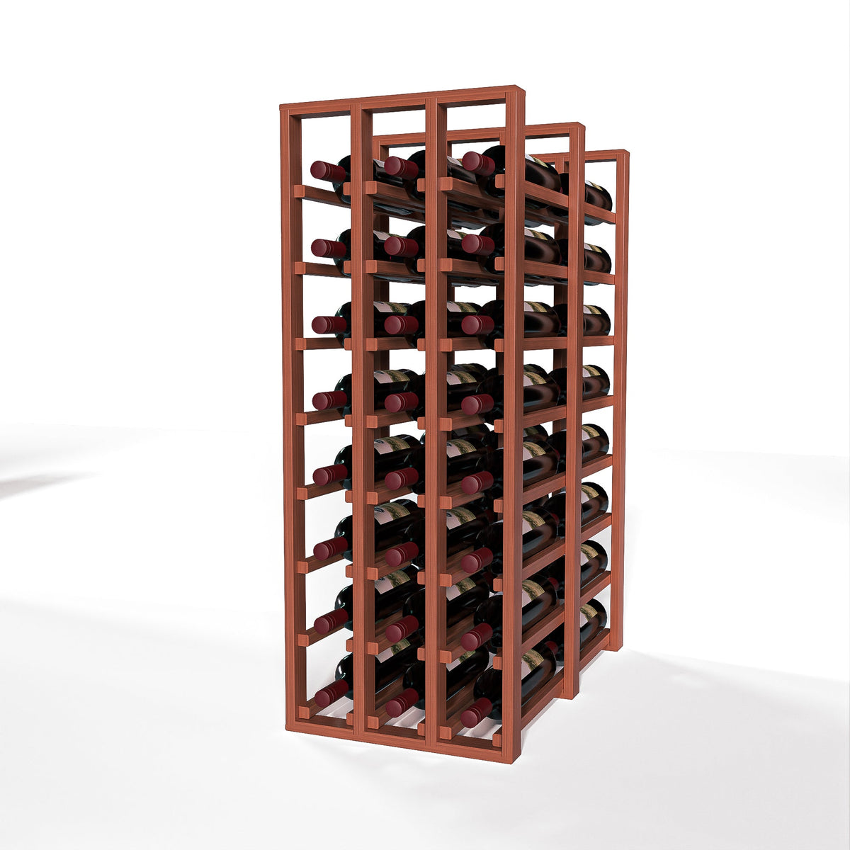 GrandCellar™ 3 Column Full-Depth Double Deep Wine Rack – 36" – Sapele Mahogany / Unstained