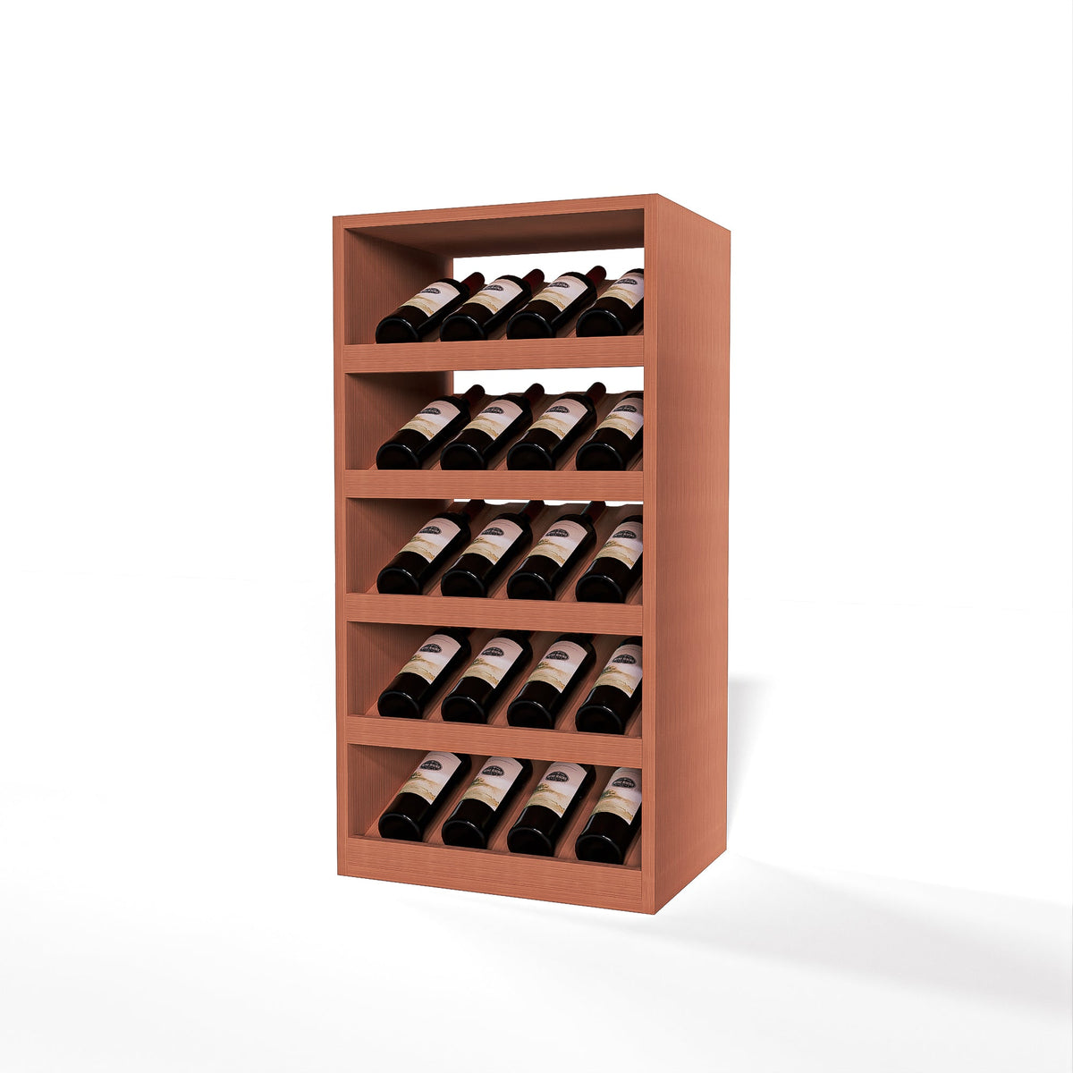 GrandCellar™ 4 Column Full-Depth Cradle Wine Display – 36" – Sapele Mahogany / Unstained
