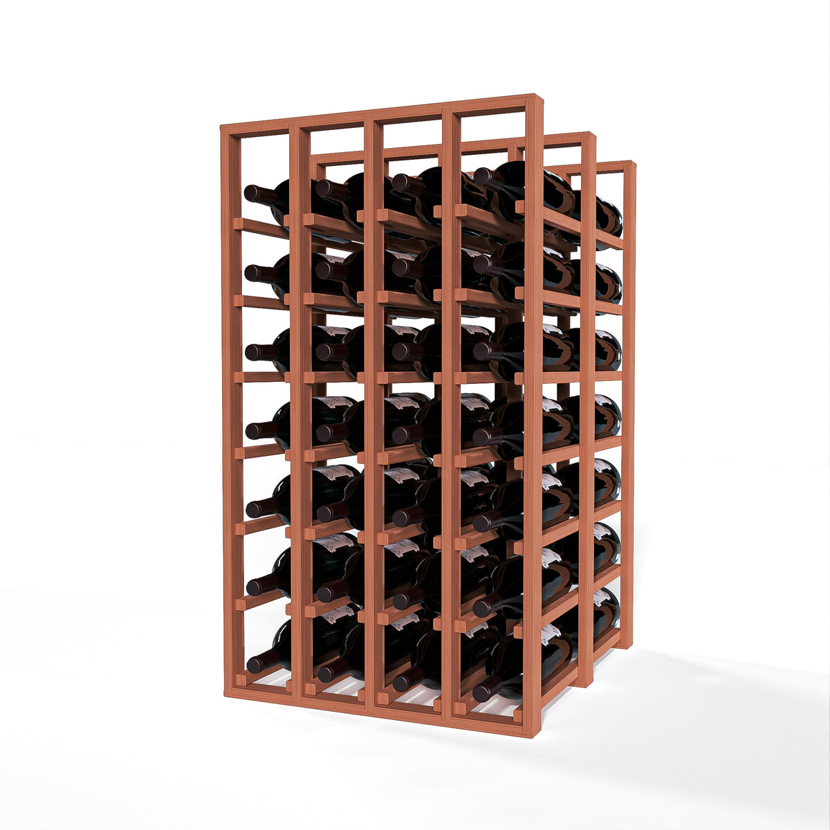 GrandCellar™ 4 Column Full-Depth Double Deep Magnum Wine Rack – 36" – Sapele Mahogany / Unstained