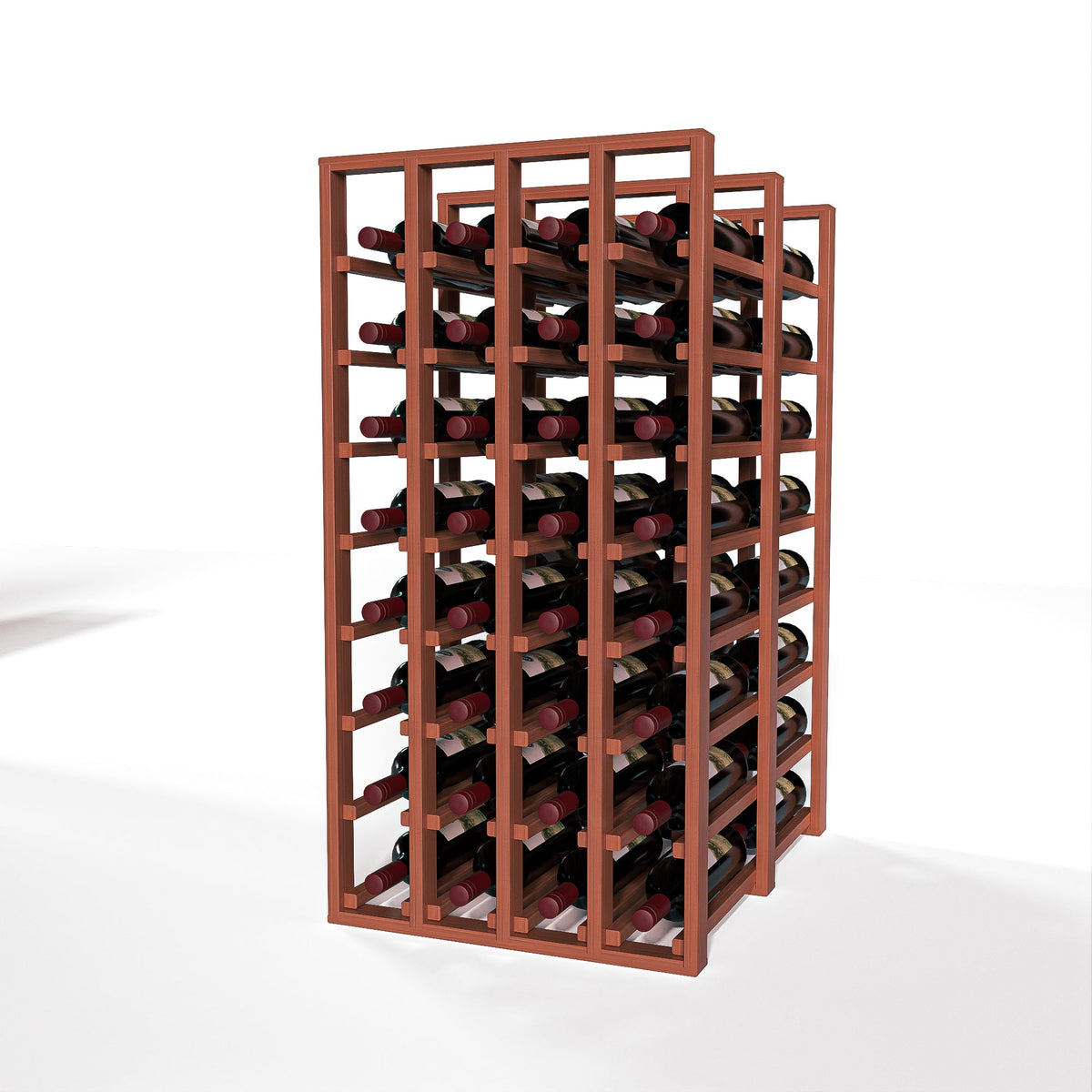 GrandCellar™ 4 Column Full-Depth Double Deep Wine Rack – 36" – Sapele Mahogany / Unstained