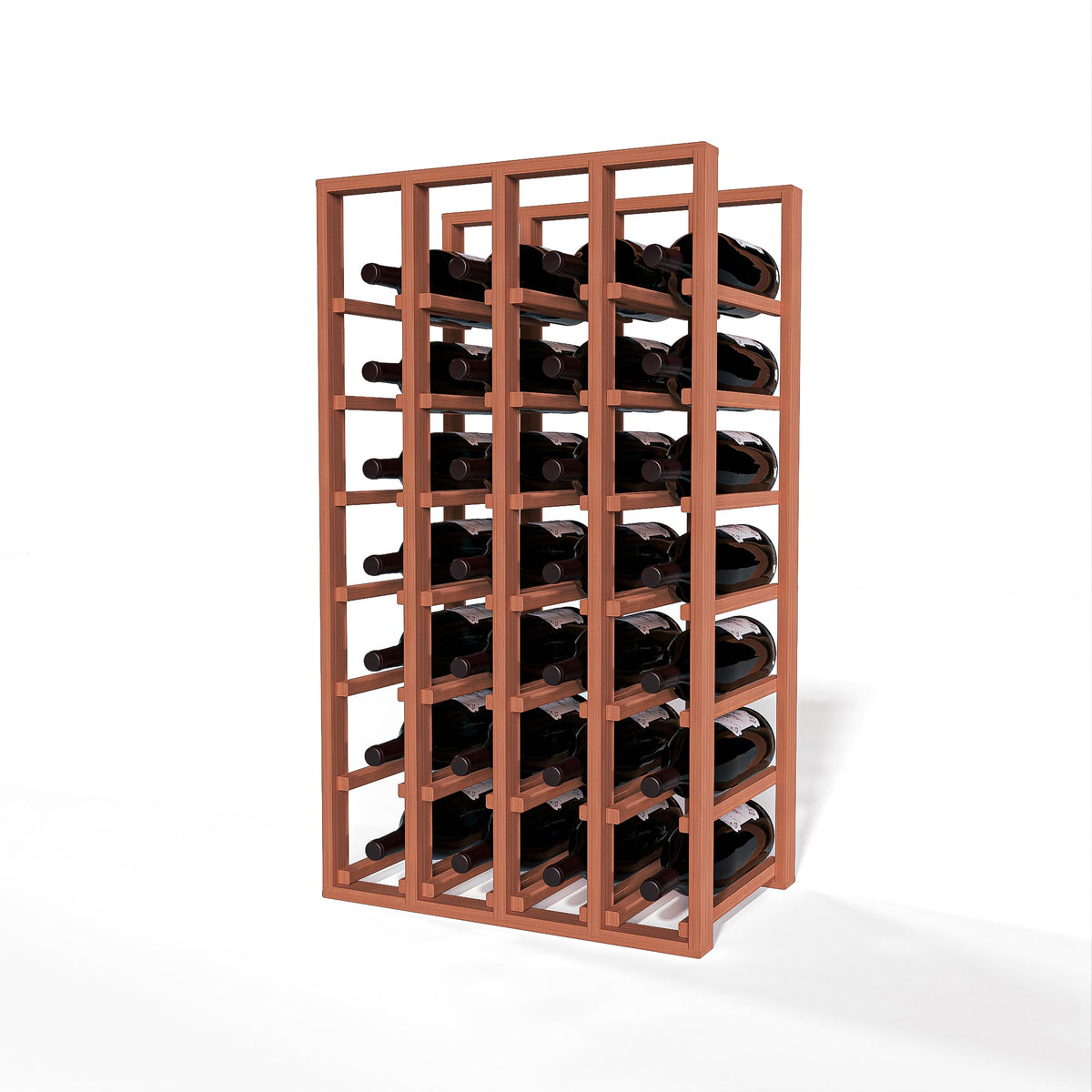 GrandCellar™ 4 Column Full-Depth Magnum Wine Rack – 36" – Sapele Mahogany / Unstained