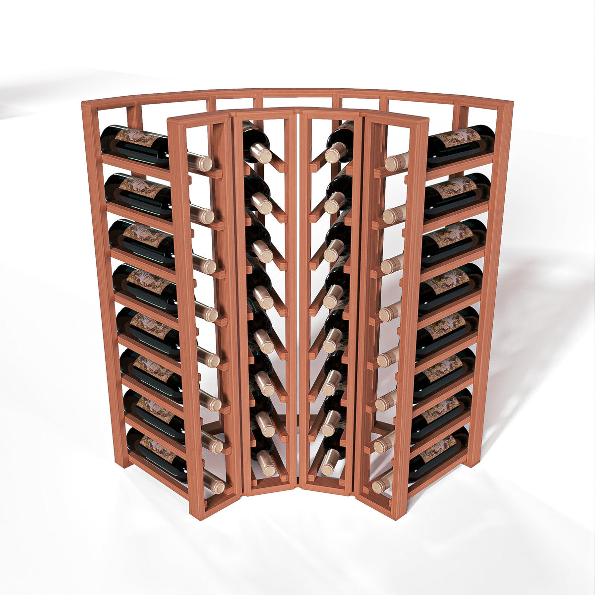 GrandCellar™ 4 Column Full-Depth Standard Corner Wine Rack – 36" – Sapele Mahogany / Unstained