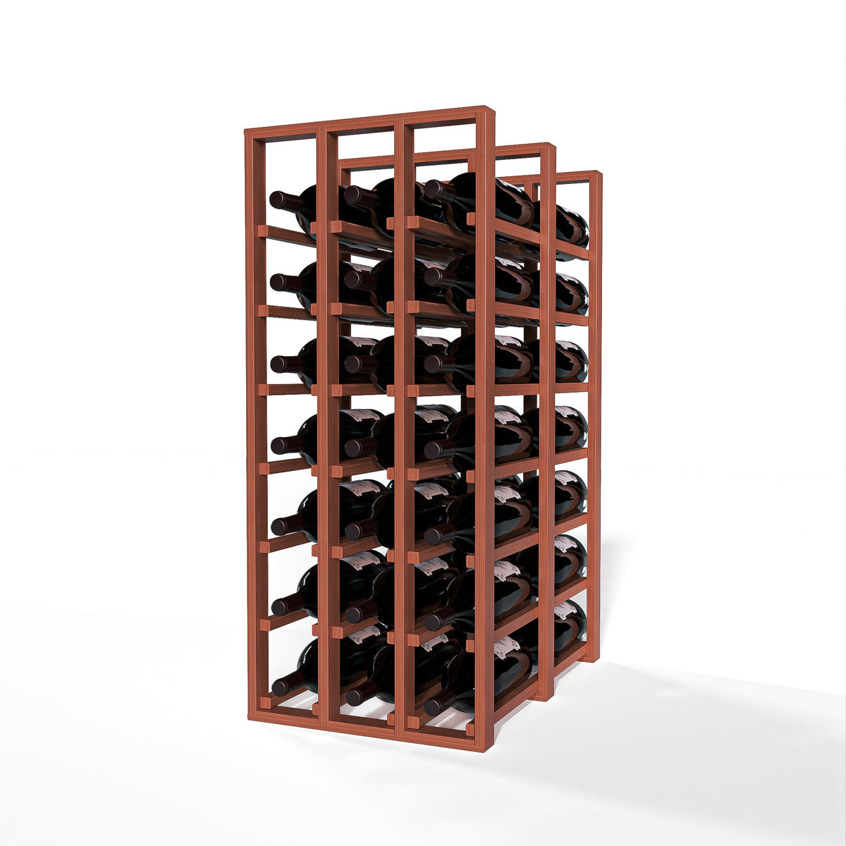 GrandCellar™ 3 Column Full-Depth Double Deep Magnum Wine Rack – 36" – Sapele Mahogany / Unstained