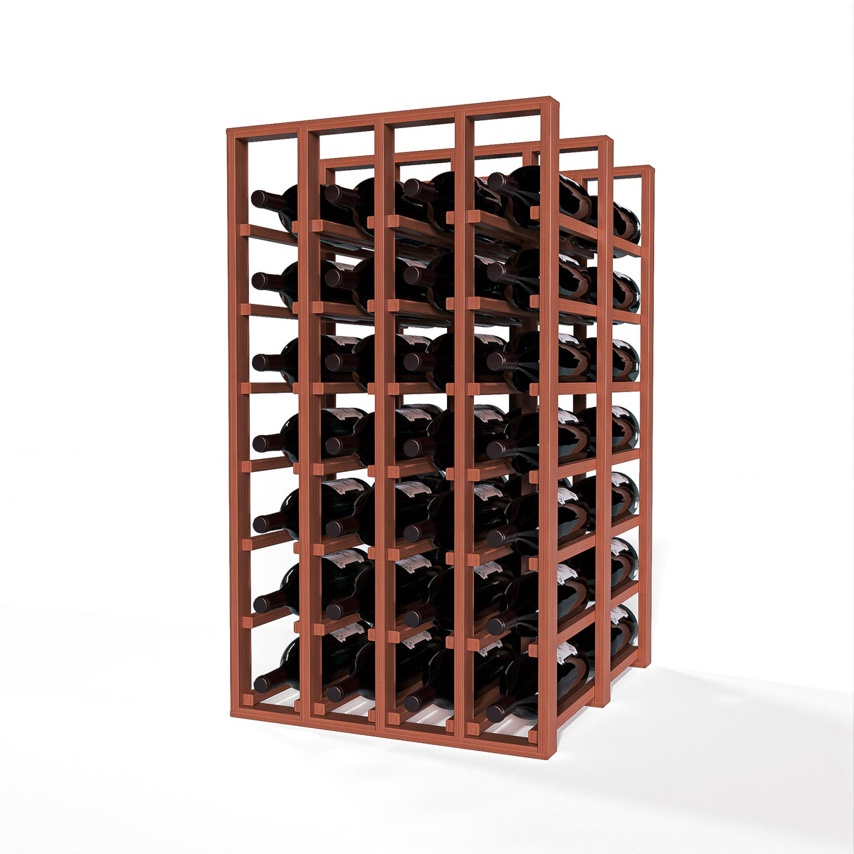GrandCellar™ 4 Column Full-Depth Double Deep Magnum Wine Rack – 36" – Sapele Mahogany / Unstained