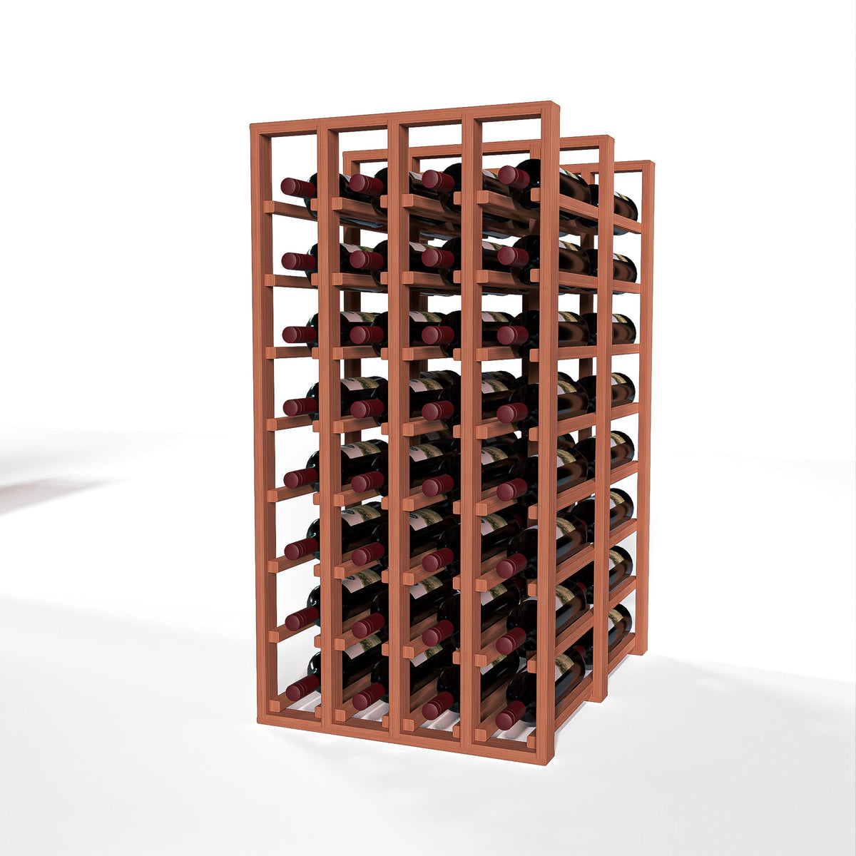 GrandCellar™ 4 Column Full-Depth Double Deep Wine Rack – 36" – Sapele Mahogany / Unstained