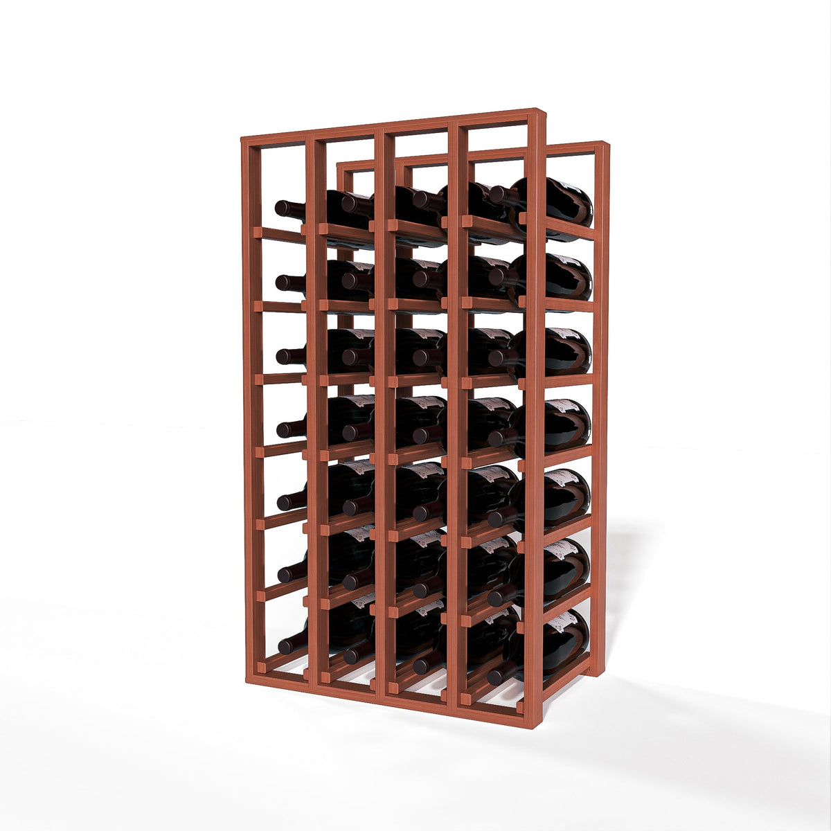 GrandCellar™ 4 Column Full-Depth Magnum Wine Rack – 36" – Sapele Mahogany / Unstained