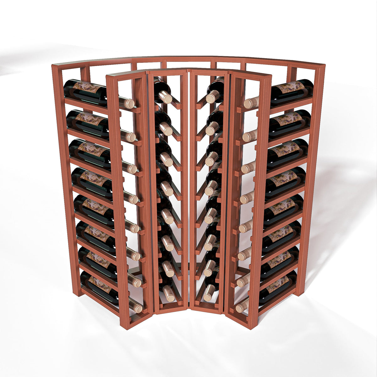 GrandCellar™ 4 Column Full-Depth Standard Corner Wine Rack – 36" – Sapele Mahogany / Unstained
