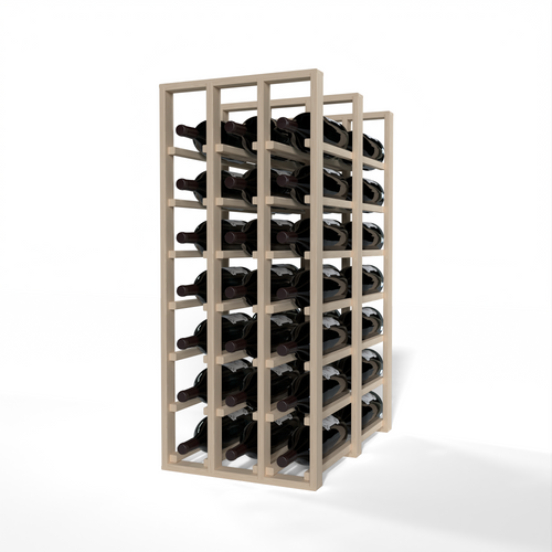 GrandCellar™ 3 Column Full-Depth Double Deep Magnum Wine Rack – 36" – White Oak / Unstained