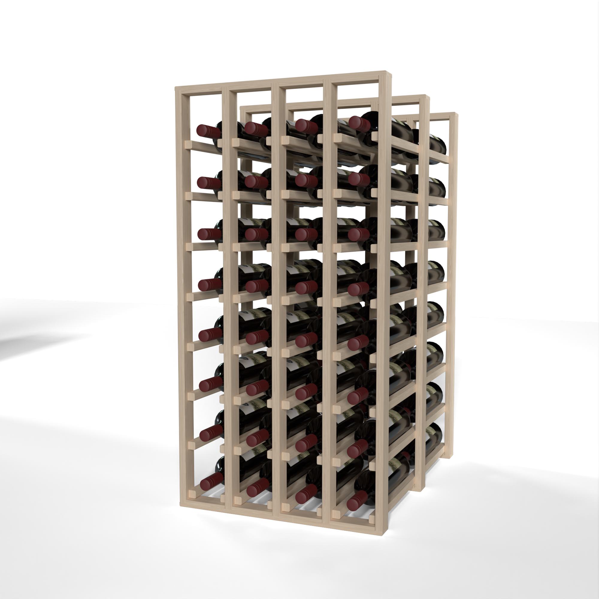 GrandCellar™ 4 Column Full-Depth Double Deep Wine Rack – 36" – White Oak / Unstained