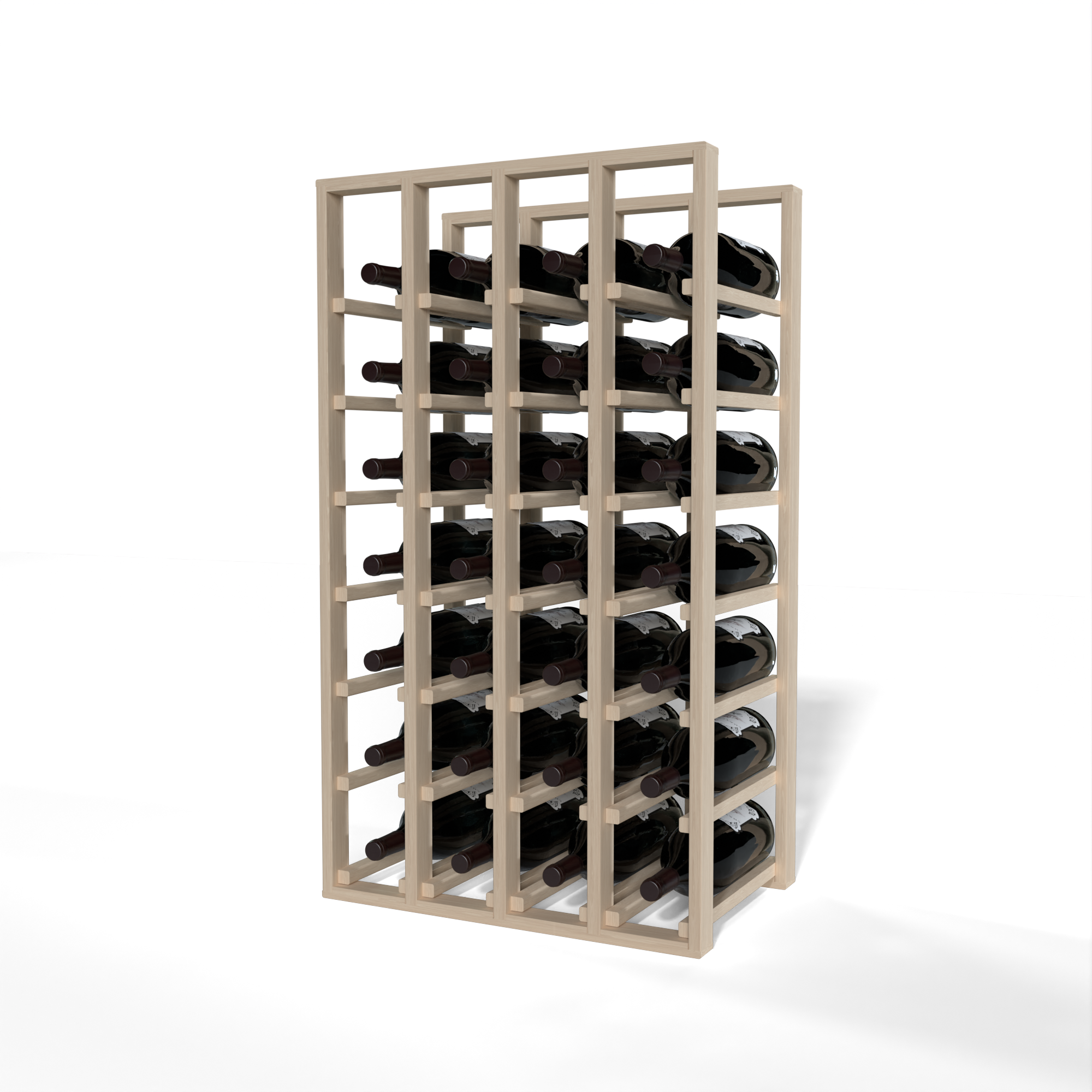 GrandCellar™ 4 Column Full-Depth Magnum Wine Rack – 36" – White Oak / Unstained