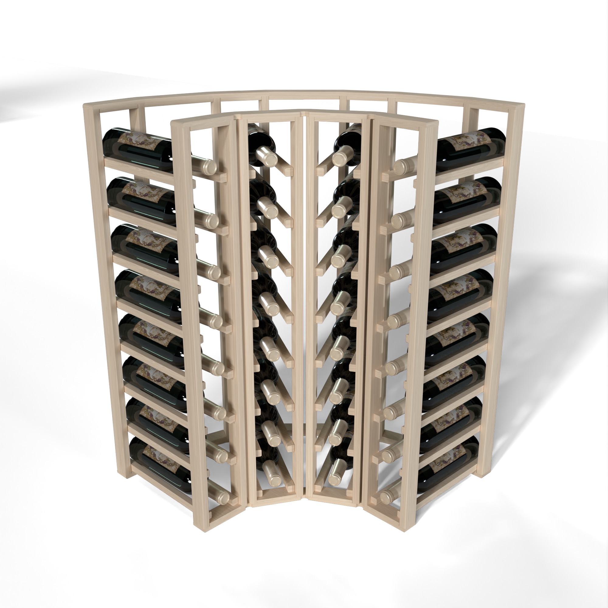 GrandCellar™ 4 Column Full-Depth Standard Corner Wine Rack – 36" – White Oak / Unstained