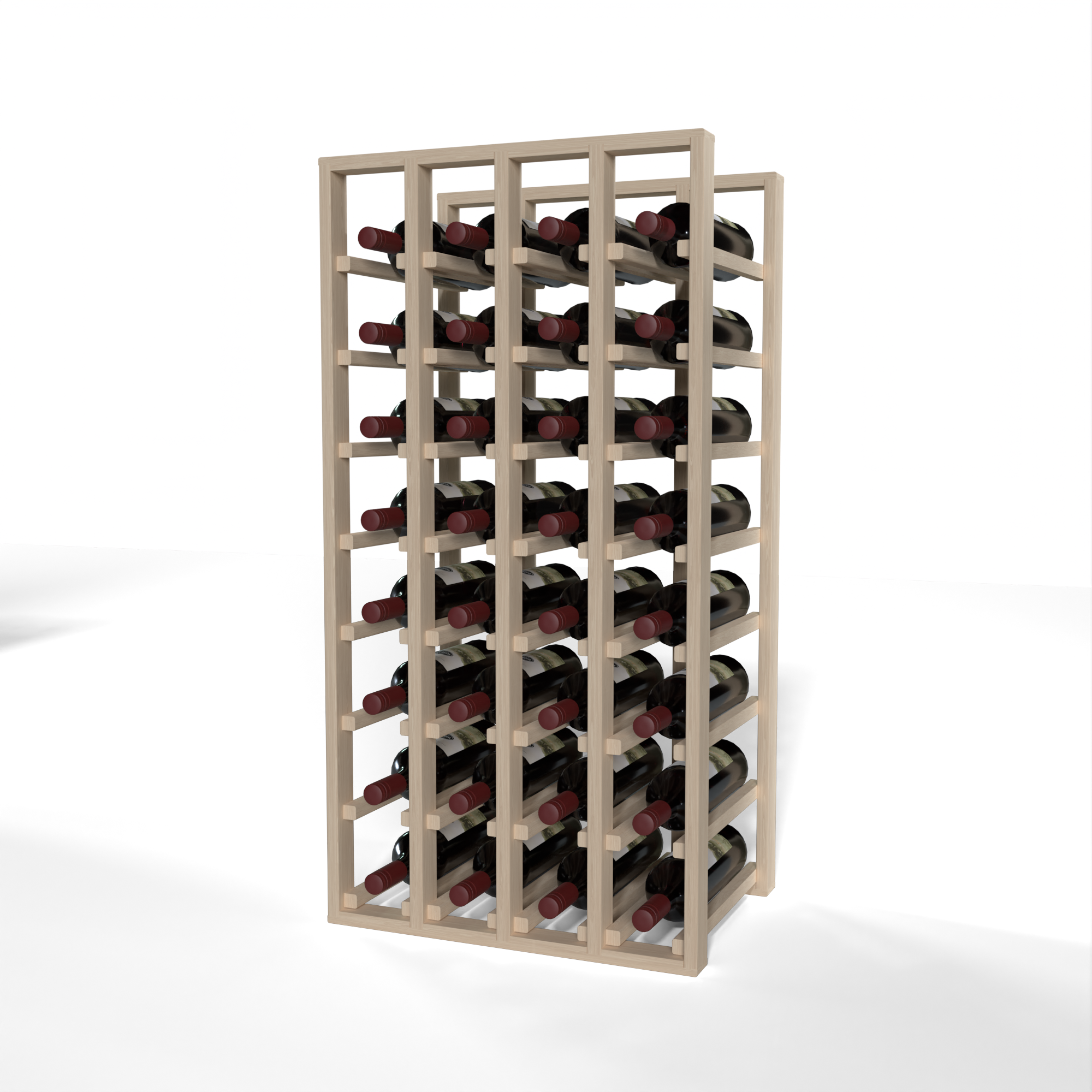 GrandCellar™ 4 Column Full-Depth Standard Wine Rack – 36" – White Oak / Unstained
