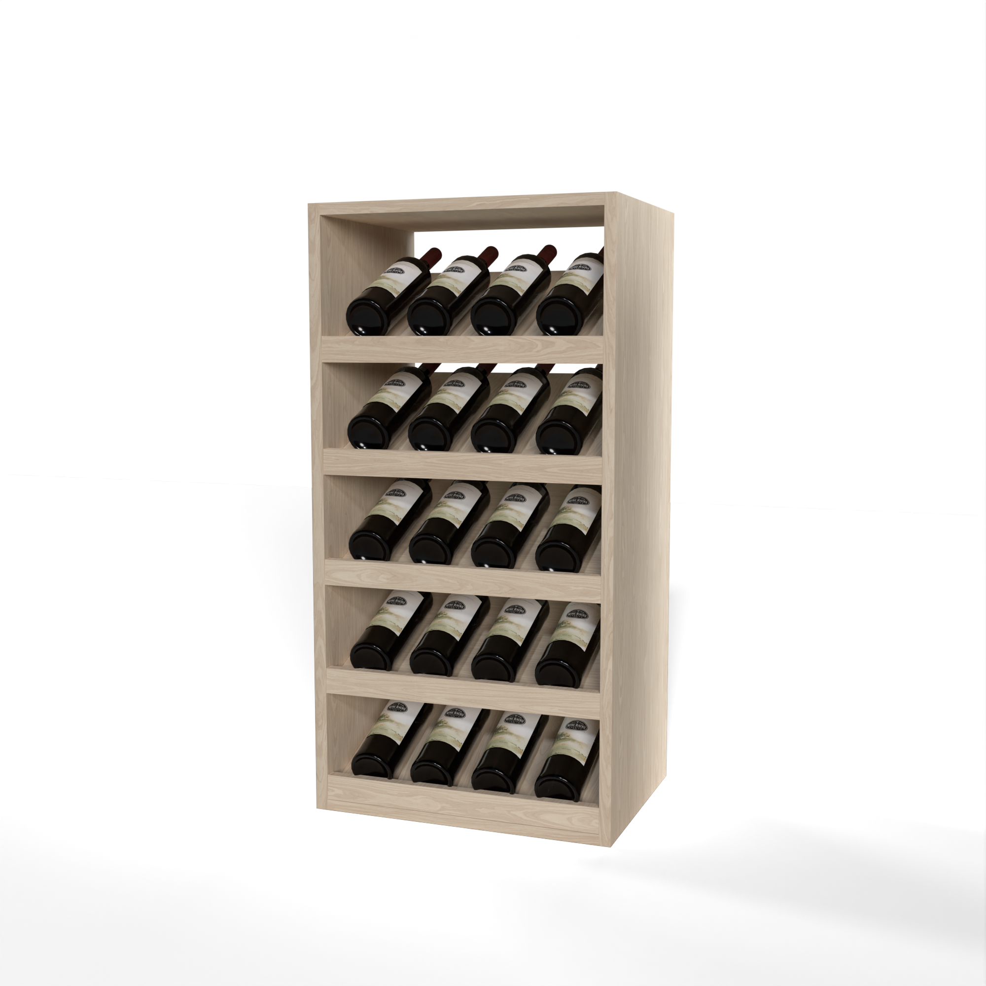 GrandCellar™ 4 Column Full-Depth Wine Display – 36" – White Oak / Unstained