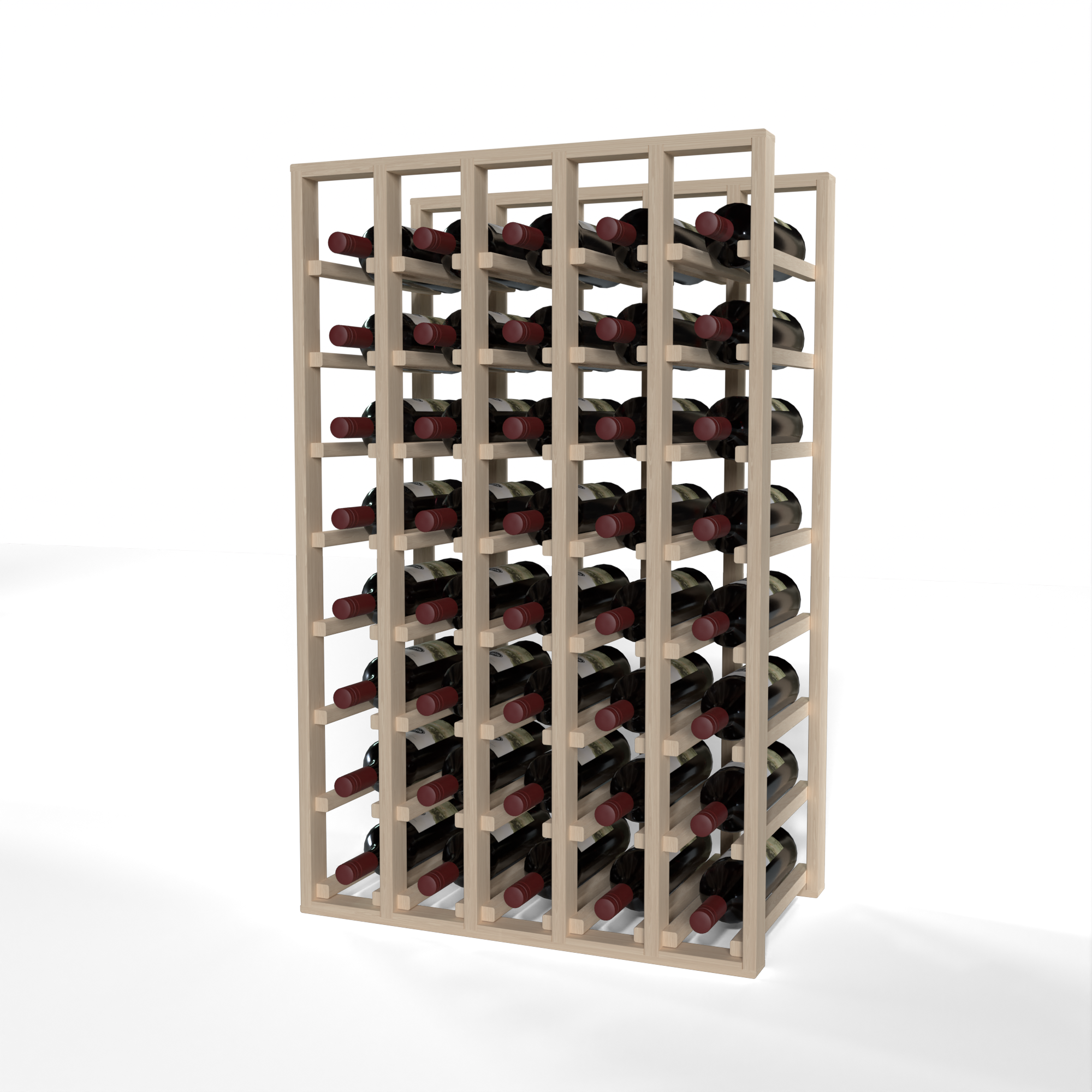 GrandCellar™ 5 Column Full-Depth Standard Wine Rack – 36" – White Oak / Unstained