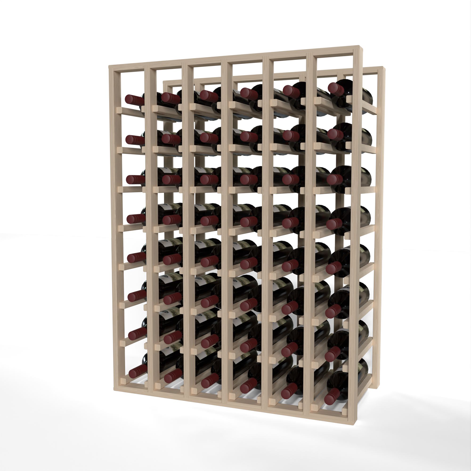 GrandCellar™ 6 Column Full-Depth Standard Wine Rack – 36" – White Oak / Unstained