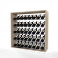 GrandCellar 8 Column Full-Depth Label-Forward Wine Base Display – 36" – Silver Metal Rods – White Oak / Unstained
