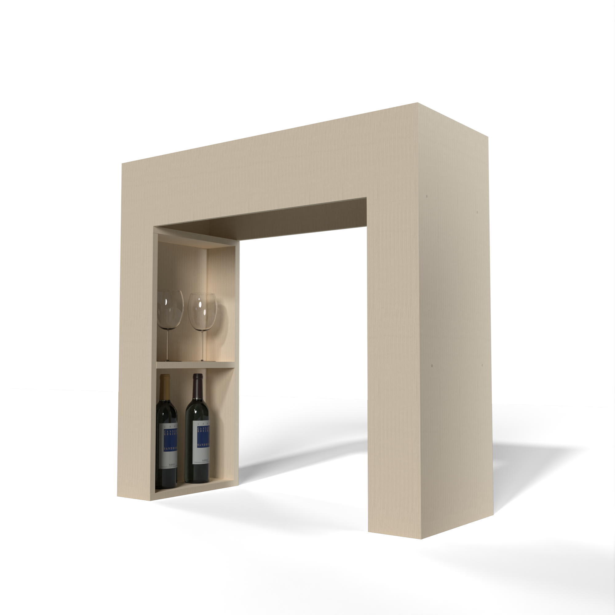 GrandCellar™ 8 Column Full-Depth Square Arch w/Shelf – 36" – White Oak / Unstained