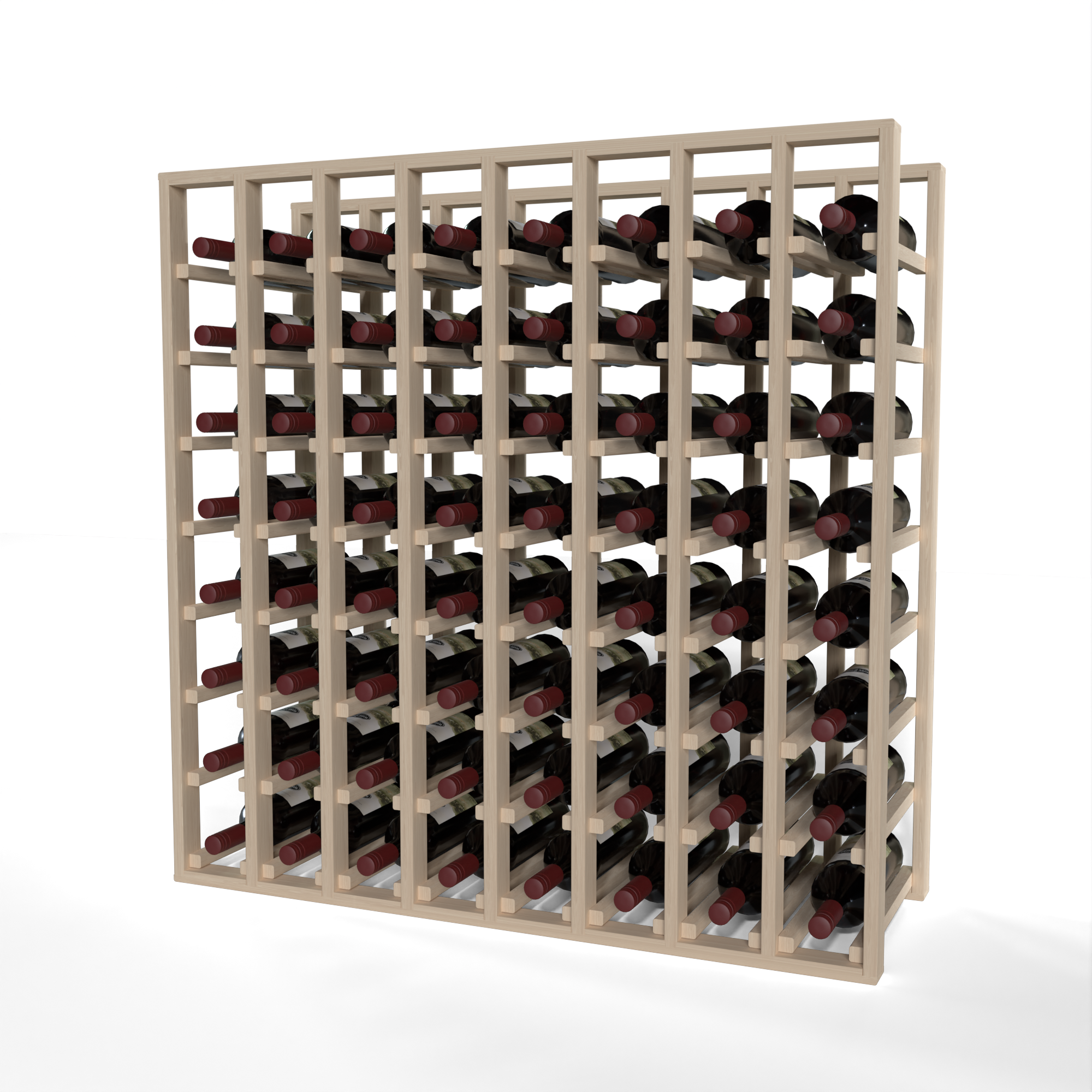 GrandCellar™ 8 Column Full-Depth Standard Wine Rack – 36" – White Oak / Unstained