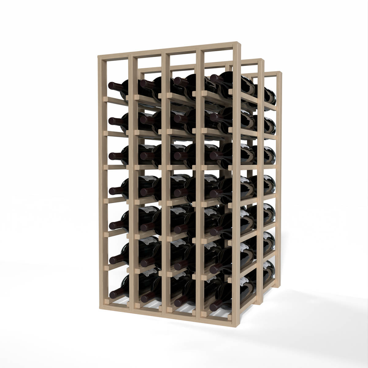 GrandCellar™ 4 Column Full-Depth Double Deep Magnum Wine Rack – 36" – White Oak / Unstained