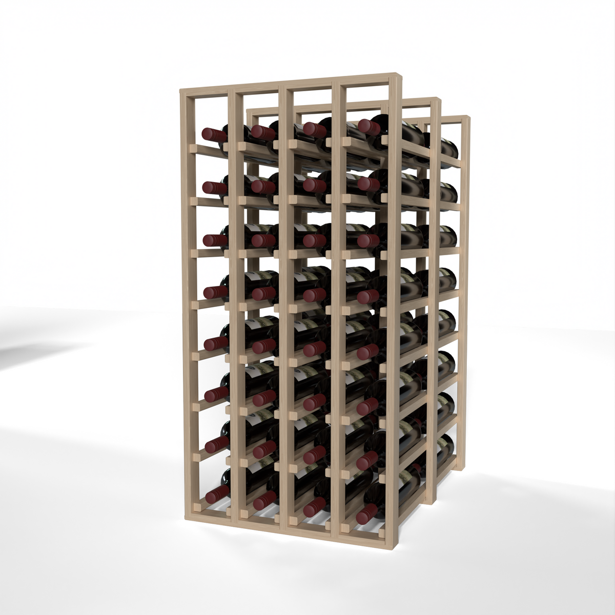 GrandCellar™ 4 Column Full-Depth Double Deep Wine Rack – 36" – White Oak / Unstained