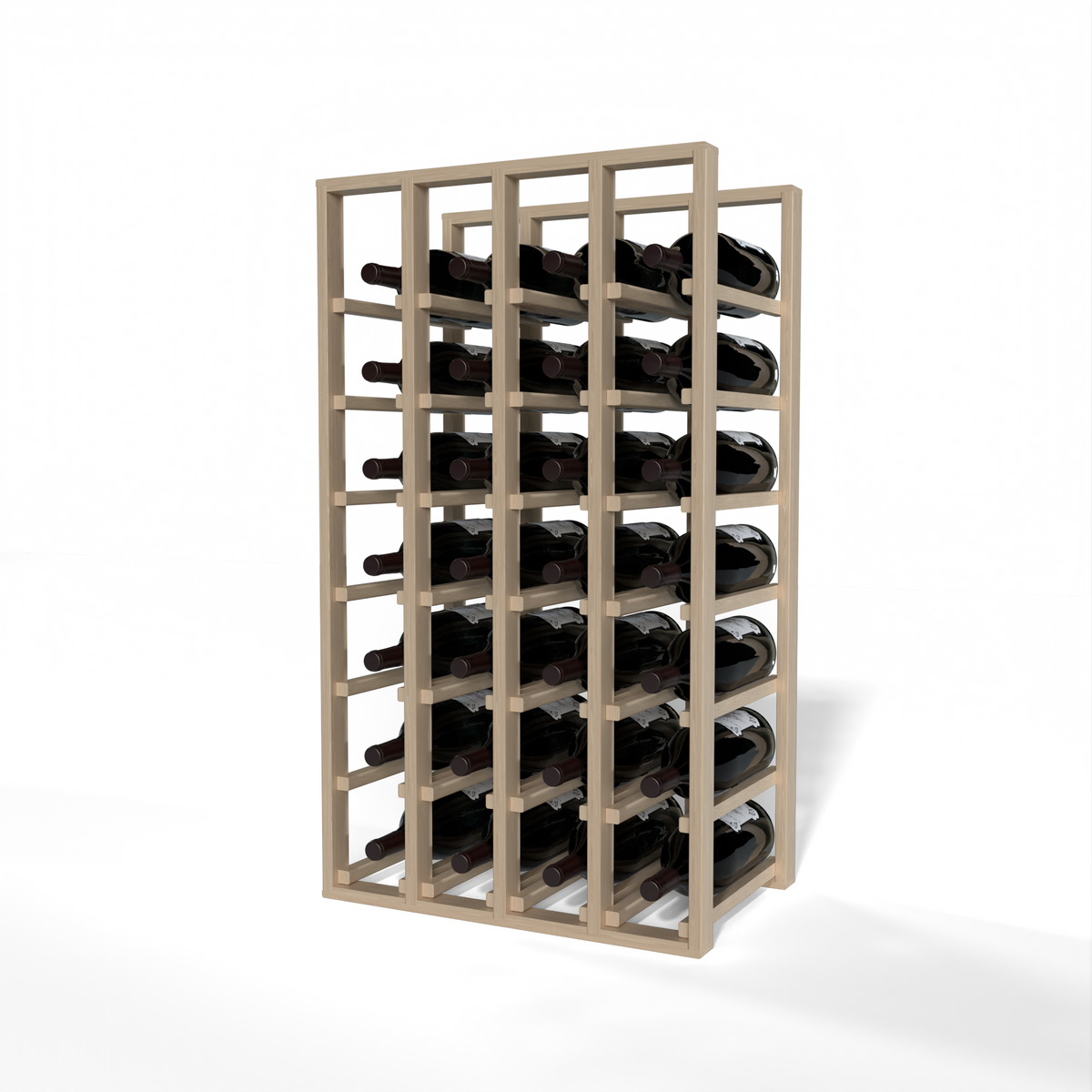 GrandCellar™ 4 Column Full-Depth Magnum Wine Rack – 36" – White Oak / Unstained