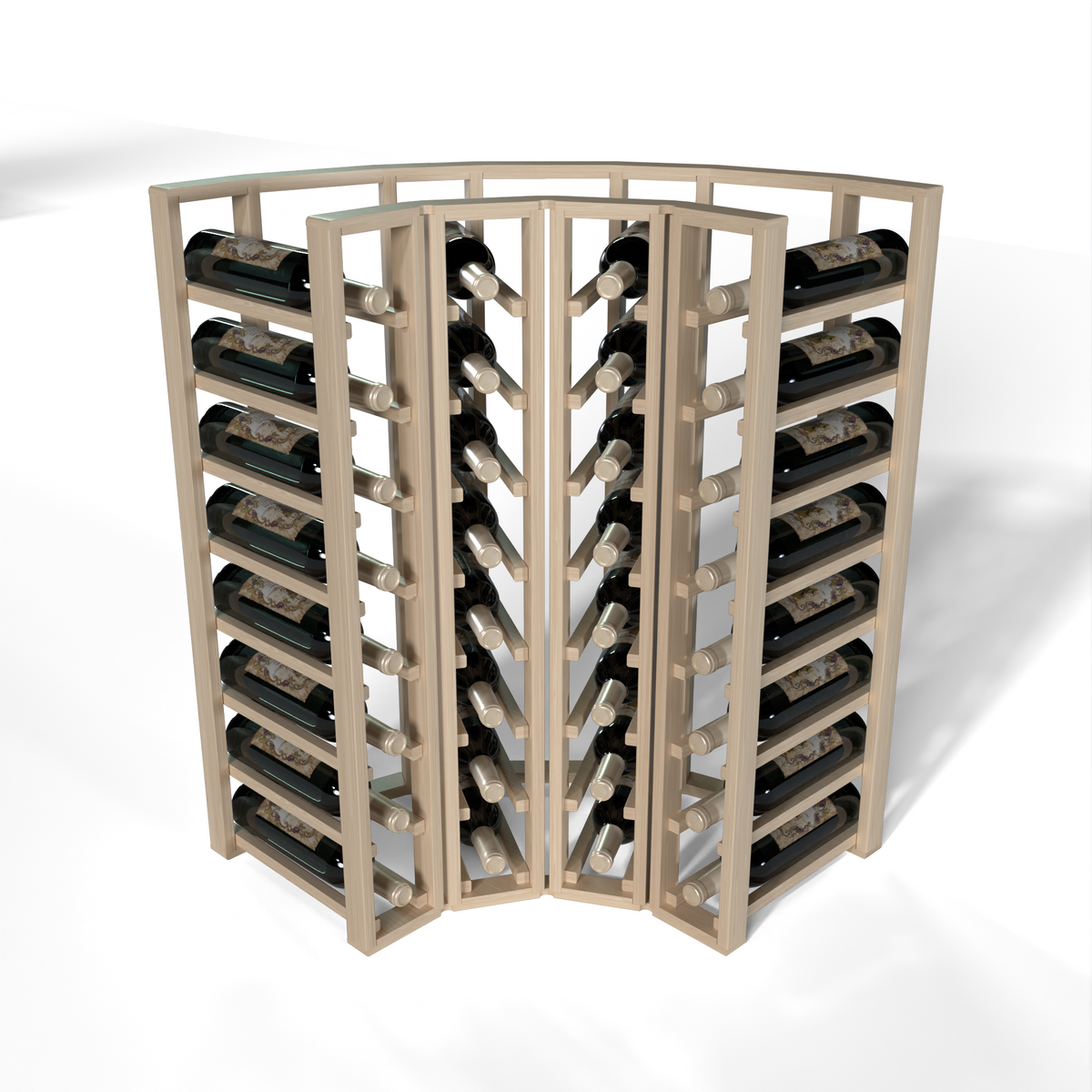 GrandCellar™ 4 Column Full-Depth Standard Corner Wine Rack – 36" – White Oak / Unstained