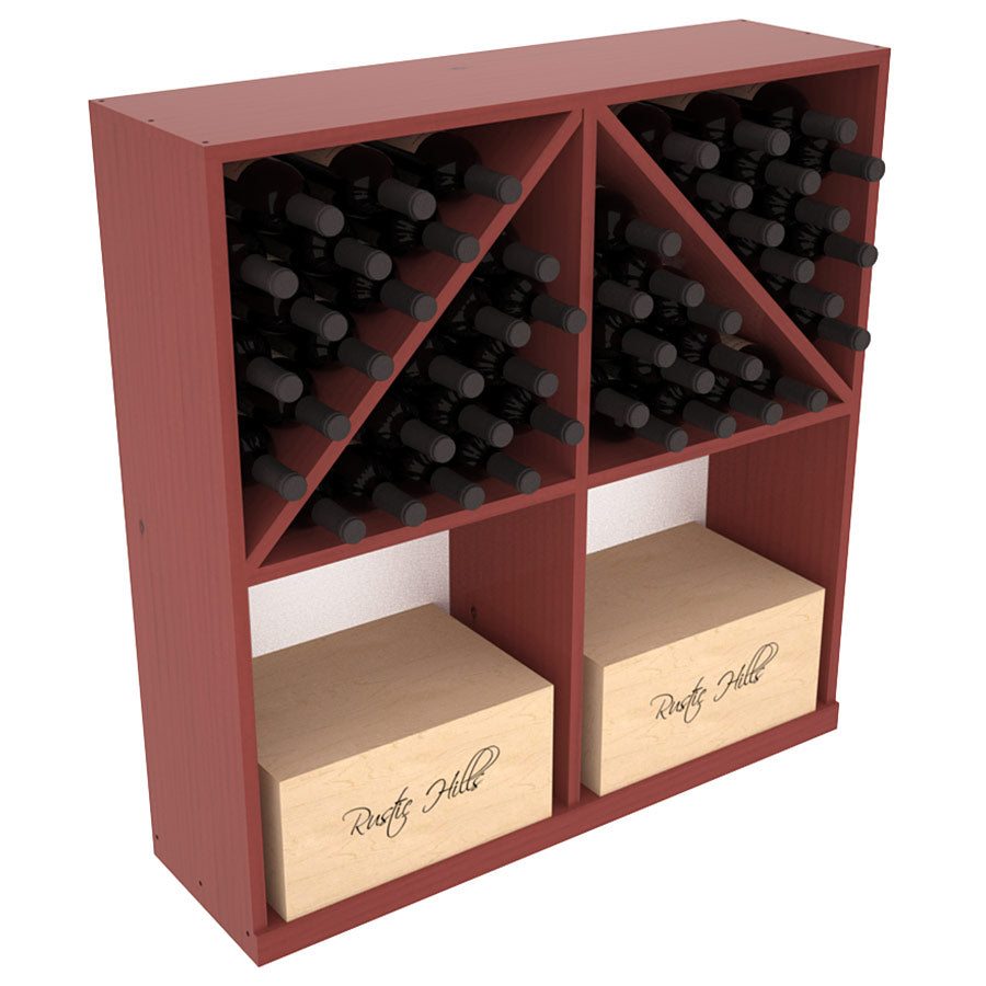 InstaCellar Solid Case/Bottle Bin with Top – Knotty Alder / Cherry stained