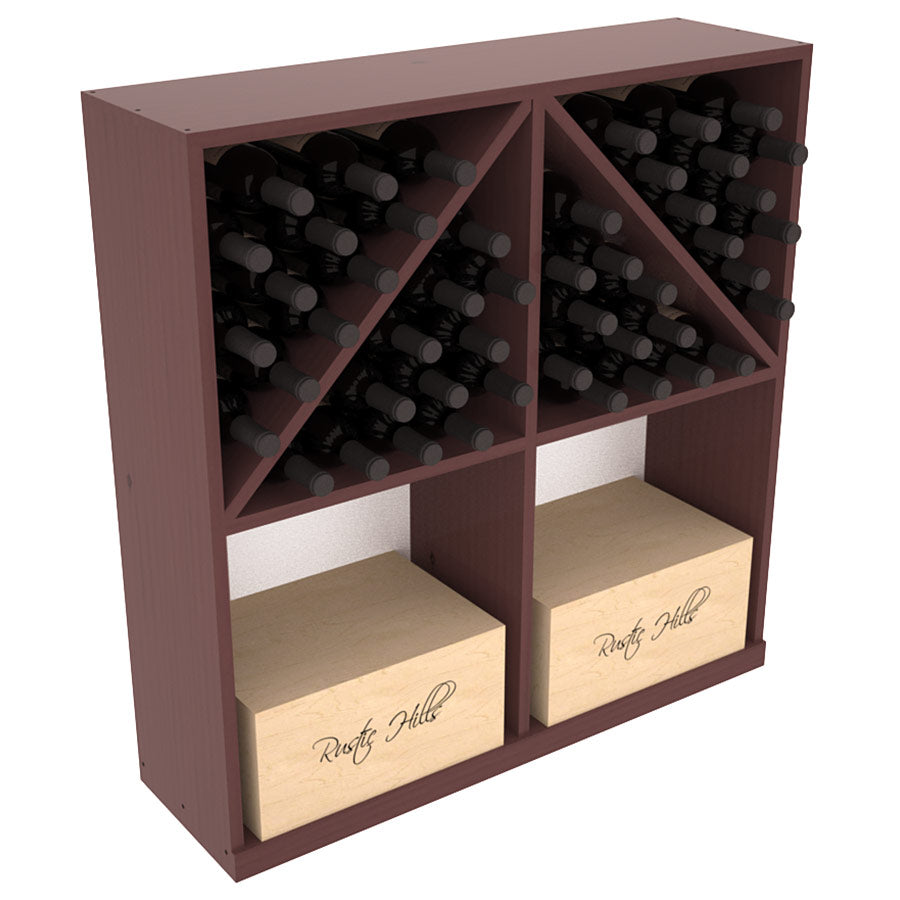 InstaCellar Solid Case/Bottle Bin with Top – Knotty Alder / Walnut stained