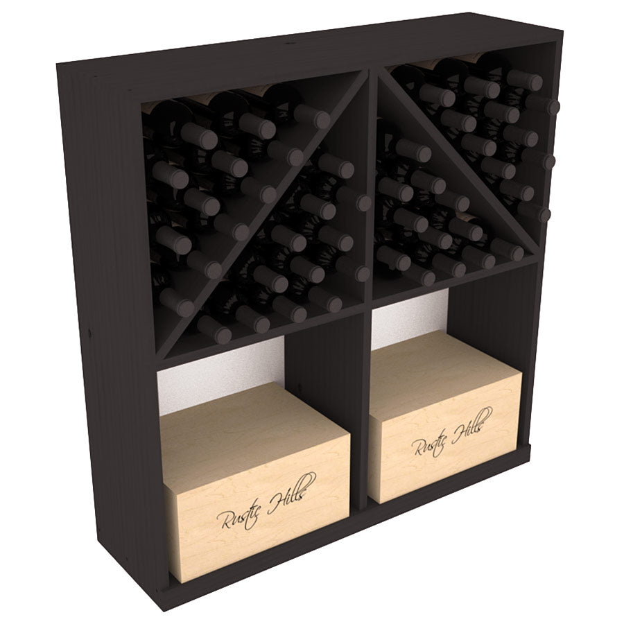 InstaCellar Solid Case/Bottle Bin with Top – Knotty Alder / Black stained