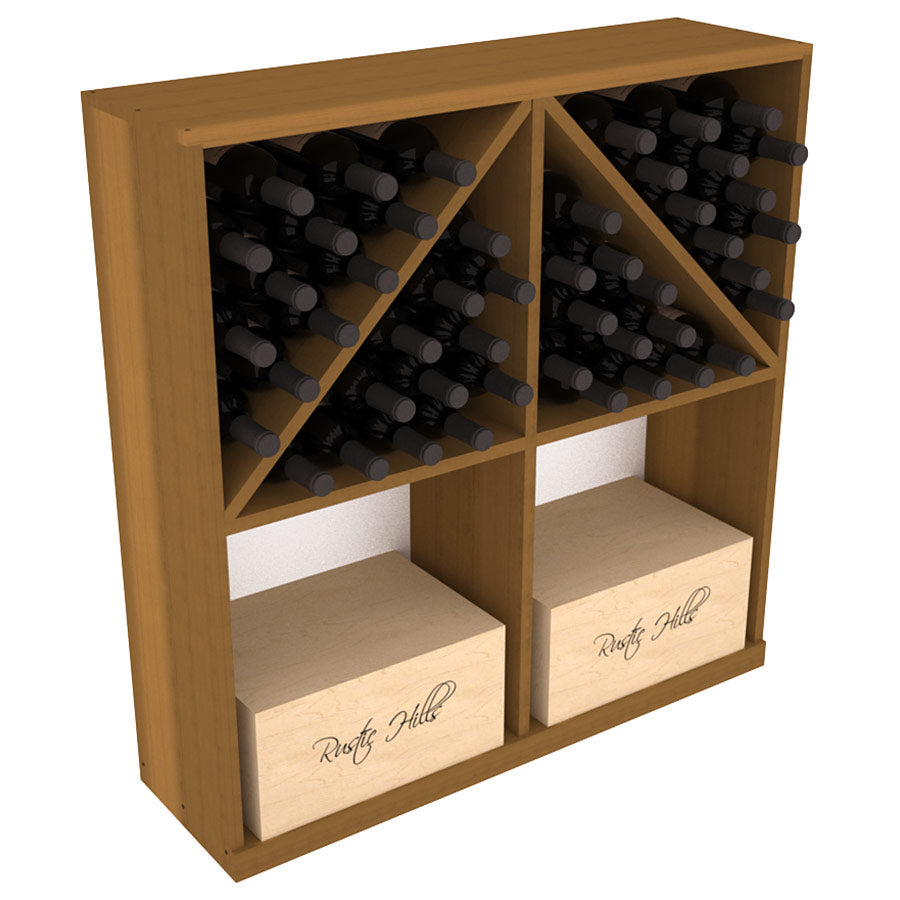 InstaCellar Solid Case/Bottle Bin with Top – Premium Redwood / Oak stained