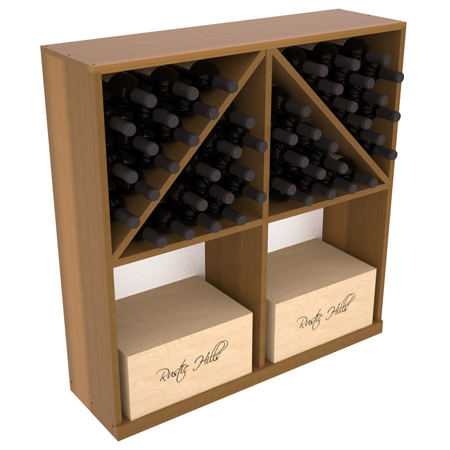 InstaCellar Solid Case/Bottle Bin with Top – Premium Redwood / Oak stained