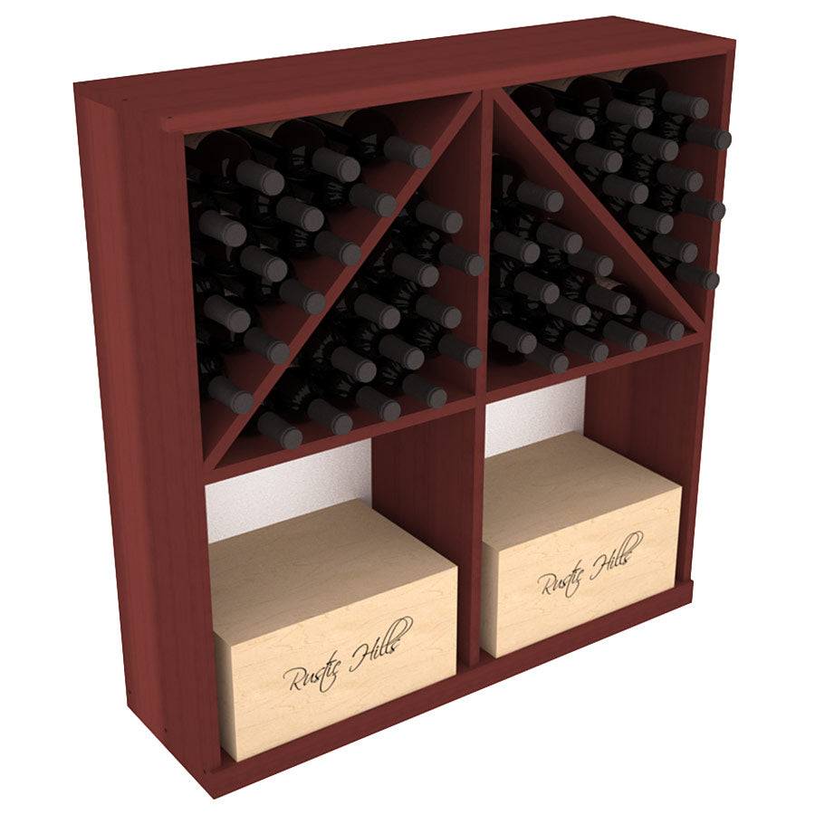 InstaCellar Solid Case/Bottle Bin with Top – Premium Redwood / Cherry stained