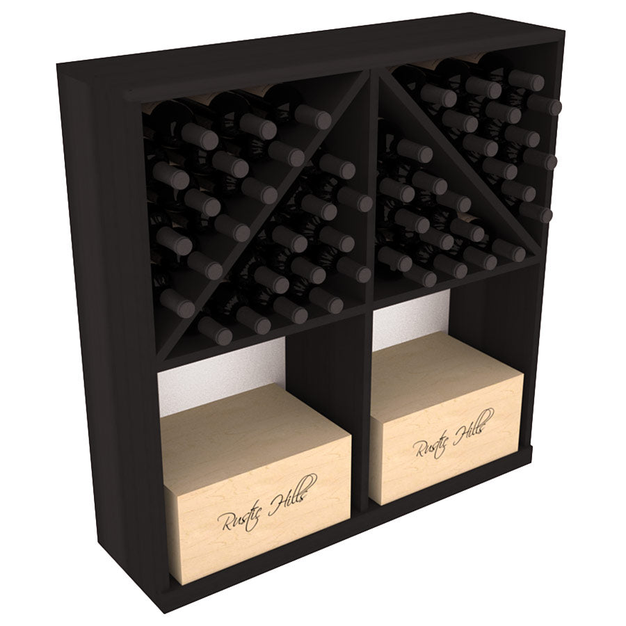 InstaCellar Solid Case/Bottle Bin with Top – Premium Redwood / Black stained