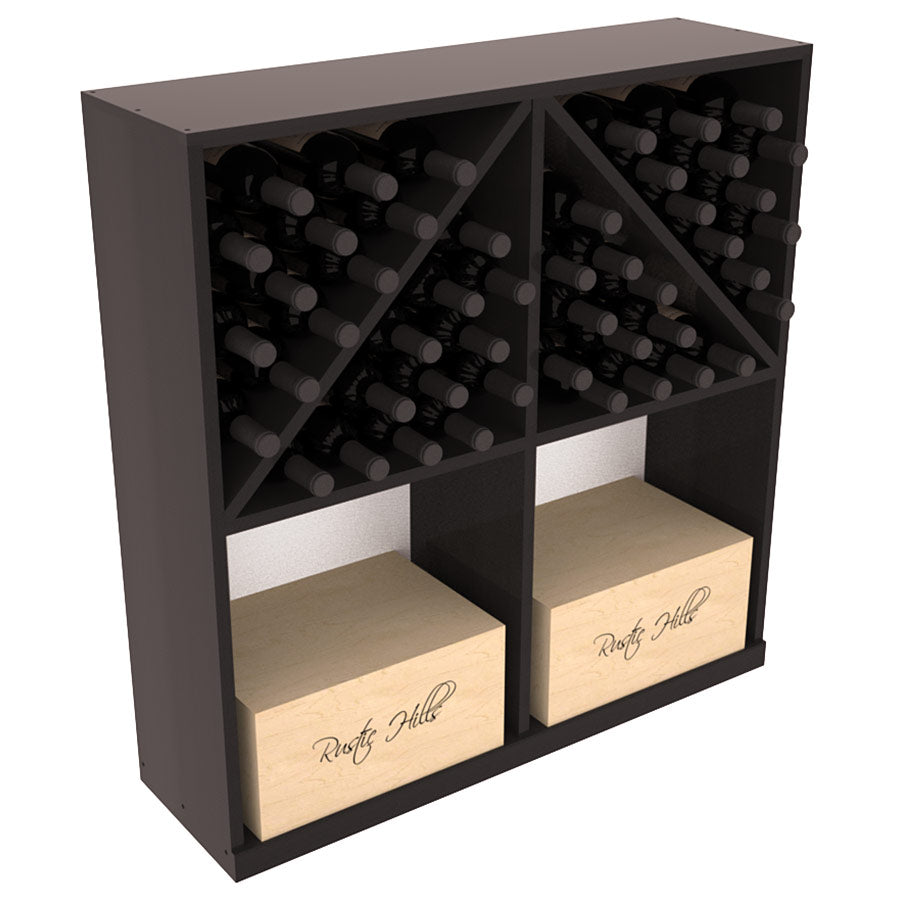 InstaCellar Solid Case/Bottle Bin with Top – Premium Redwood / Black stained