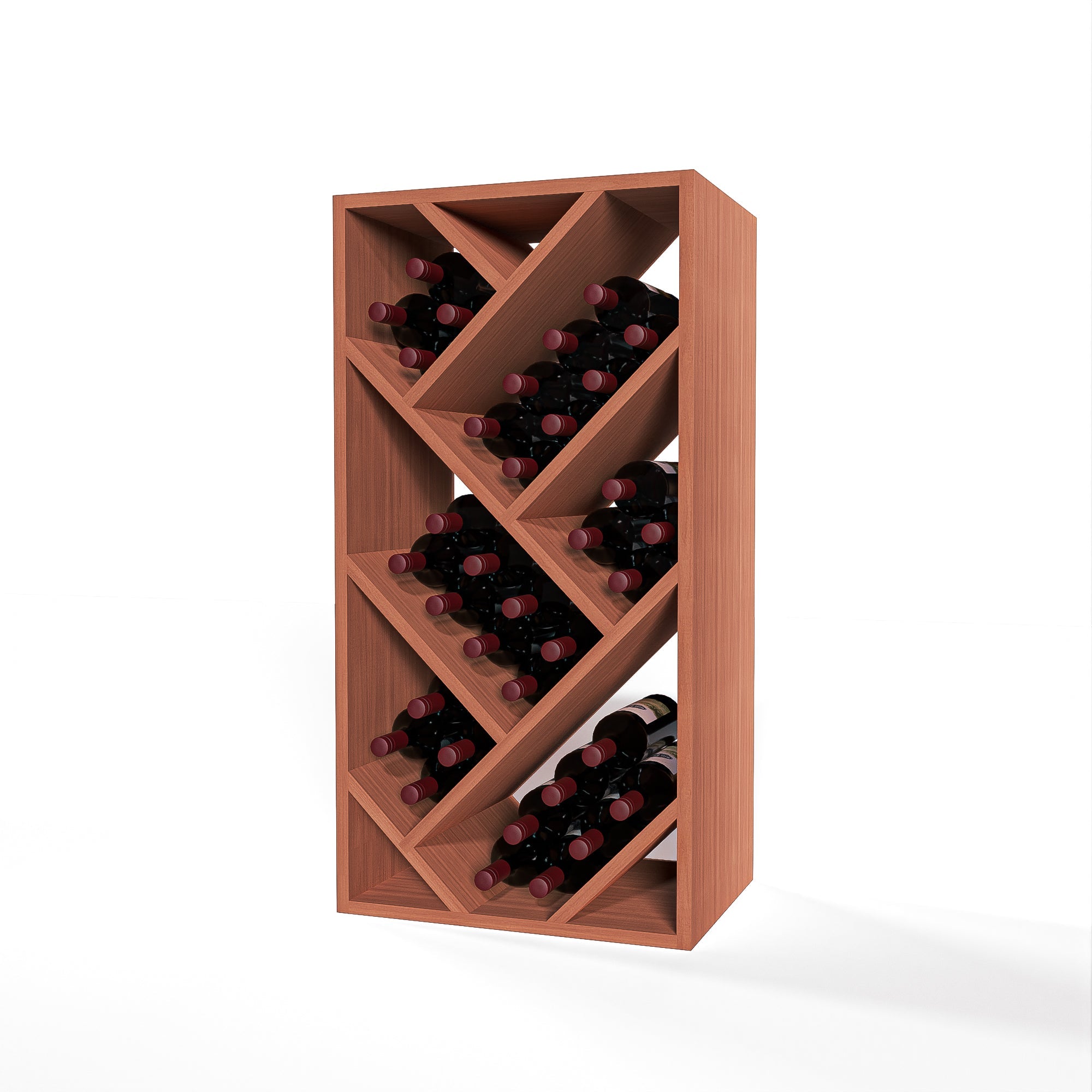 GrandCellar™ 4 Column Full-Depth Herringbone Wine Bin – 36" – Sapele Mahogany / Unstained