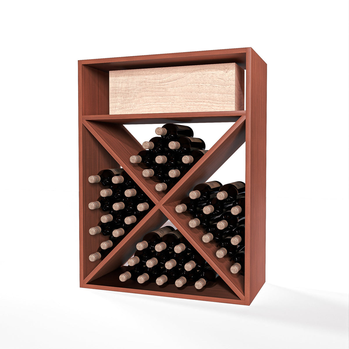 GrandCellar™ 6 Column Full-Depth X Bin – 36" – Sapele Mahogany / Unstained