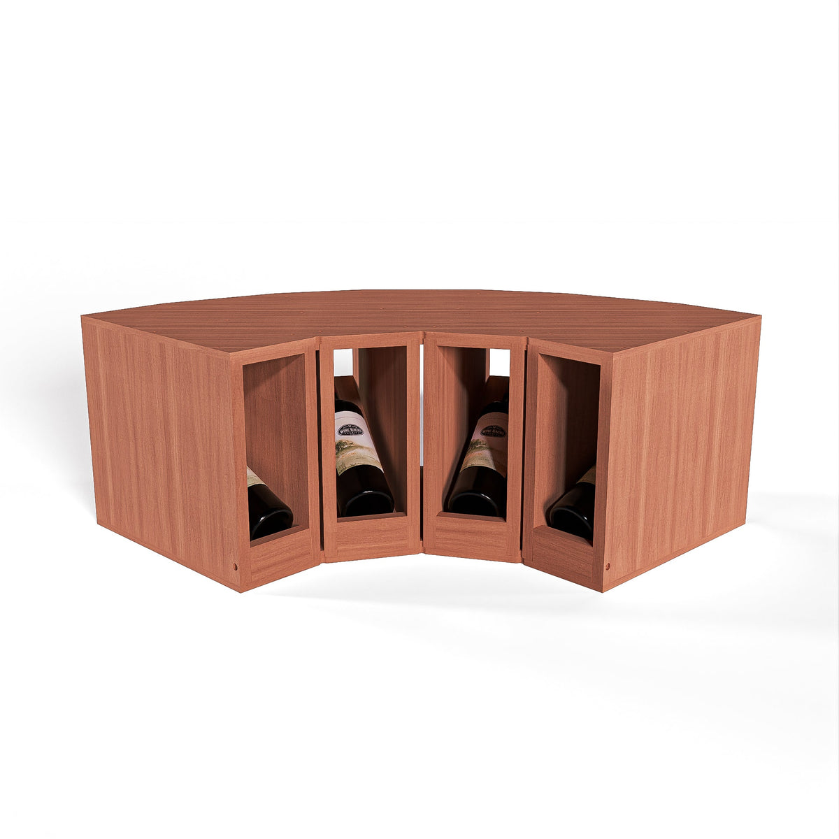 GrandCellar™ 4 Column Full-Depth Elevated Display Row Corner – 12" – Sapele Mahogany / Unstained