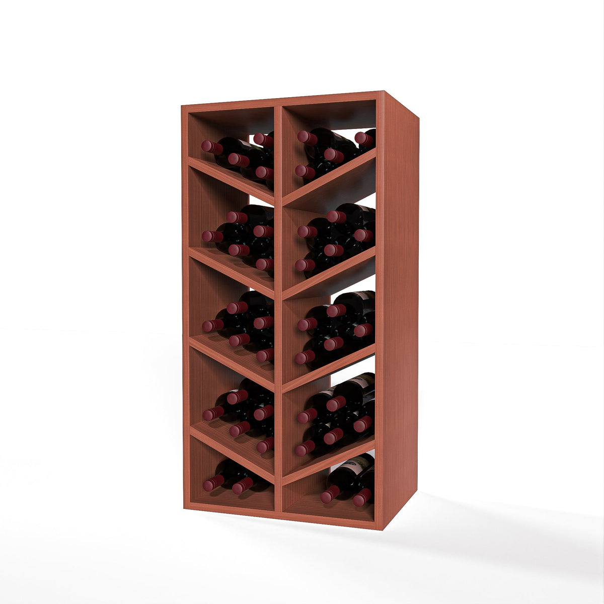 GrandCellar™ 4 Column Full-Depth Chevron Wine Bin – 36" – Sapele Mahogany / Unstained