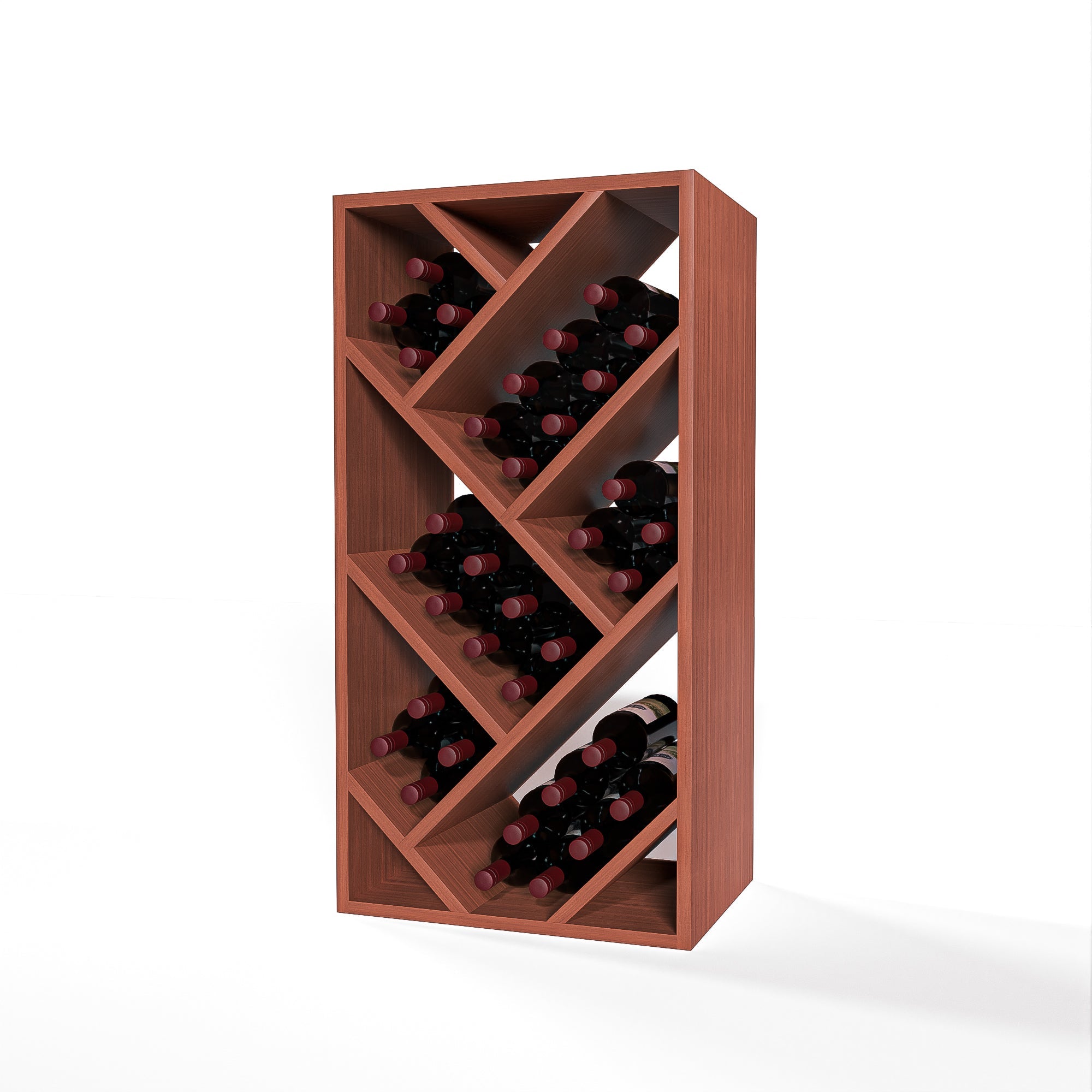 GrandCellar™ 4 Column Full-Depth Herringbone Wine Bin – 36" – Sapele Mahogany / Unstained